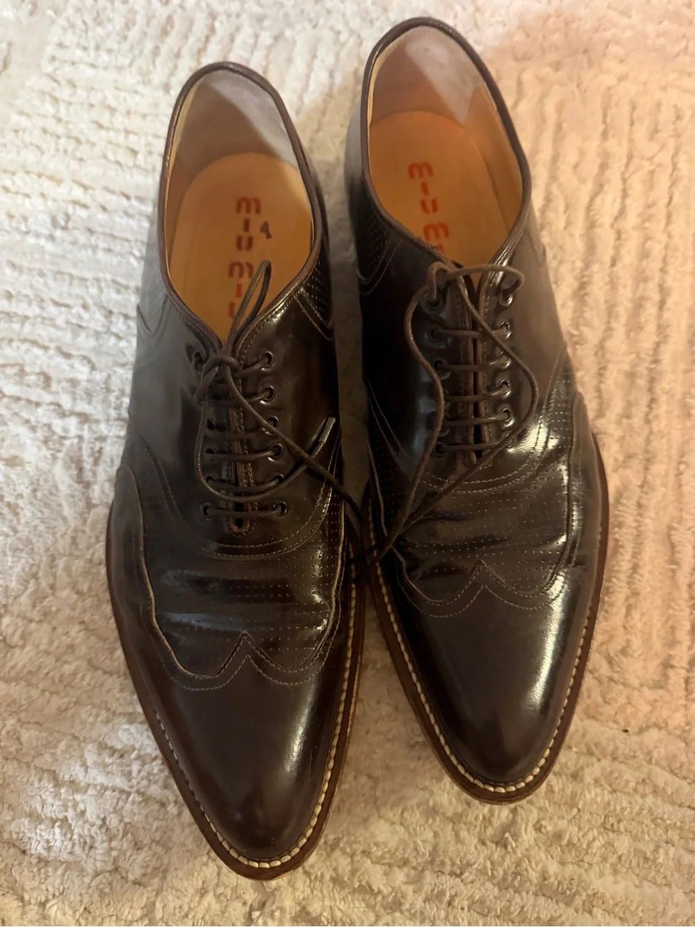 Miu Miu Dark Brown Leather Wingtip Derby Shoes